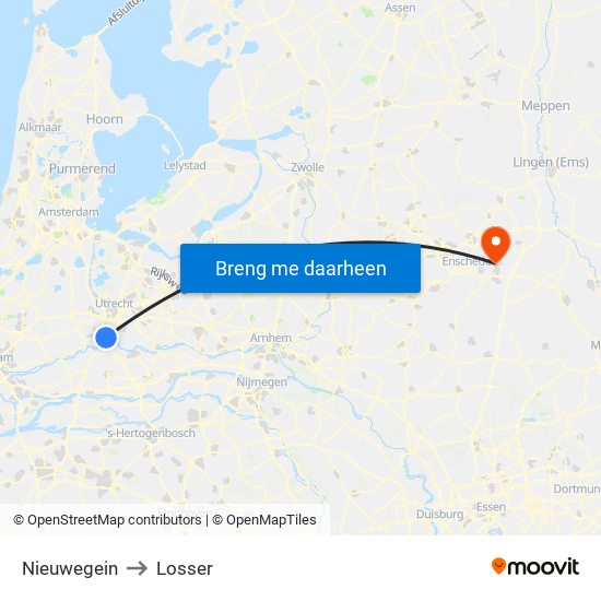 Nieuwegein to Losser map