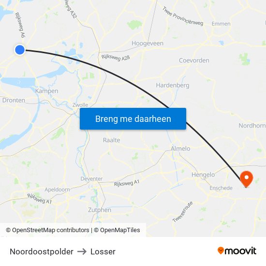Noordoostpolder to Losser map