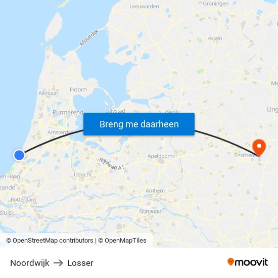 Noordwijk to Losser map