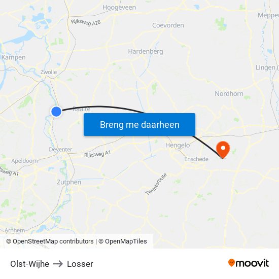 Olst-Wijhe to Losser map