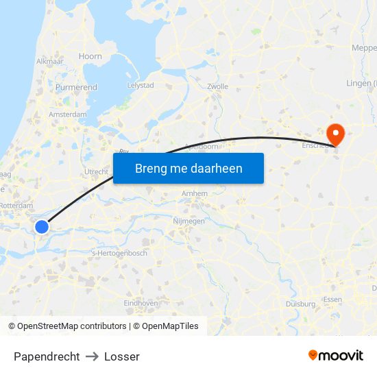 Papendrecht to Losser map