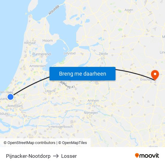 Pijnacker-Nootdorp to Losser map