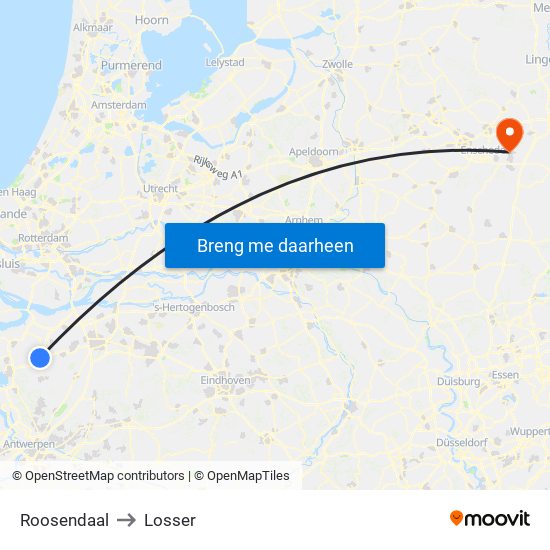 Roosendaal to Losser map