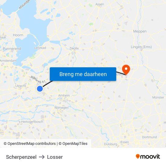 Scherpenzeel to Losser map
