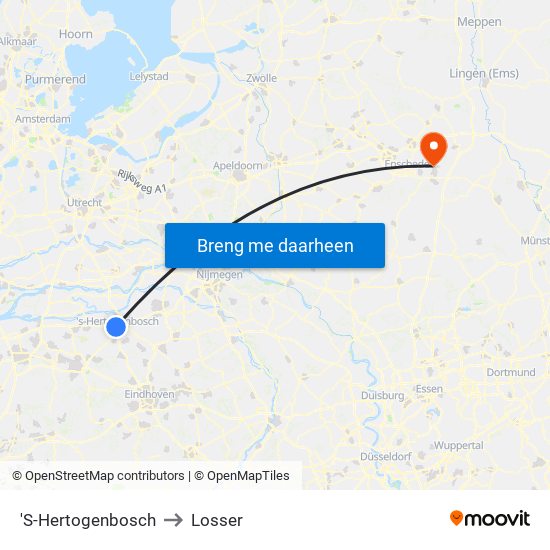 'S-Hertogenbosch to Losser map