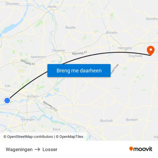 Wageningen to Losser map