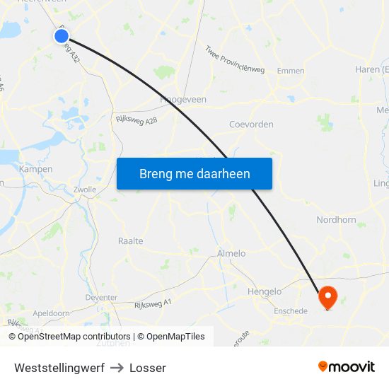 Weststellingwerf to Losser map