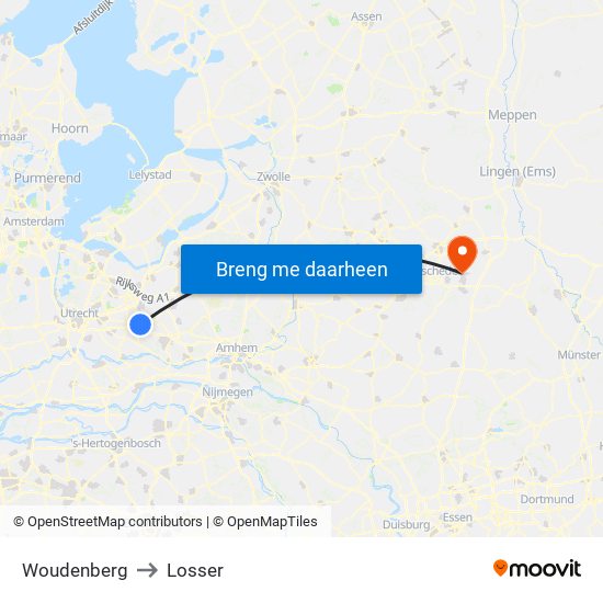 Woudenberg to Losser map