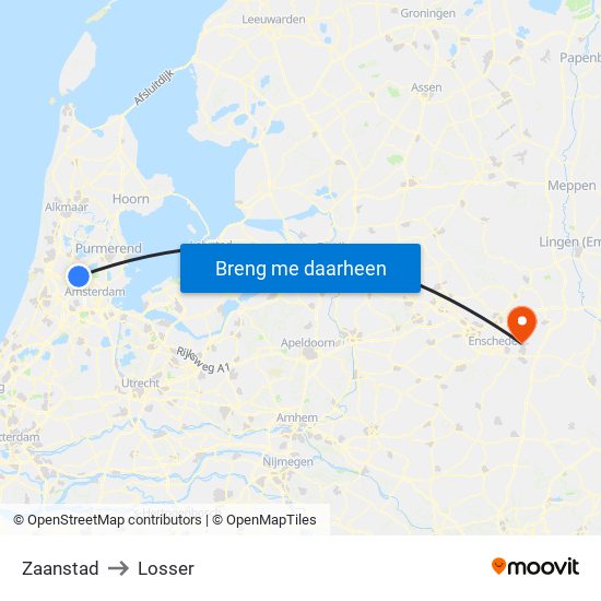 Zaanstad to Losser map