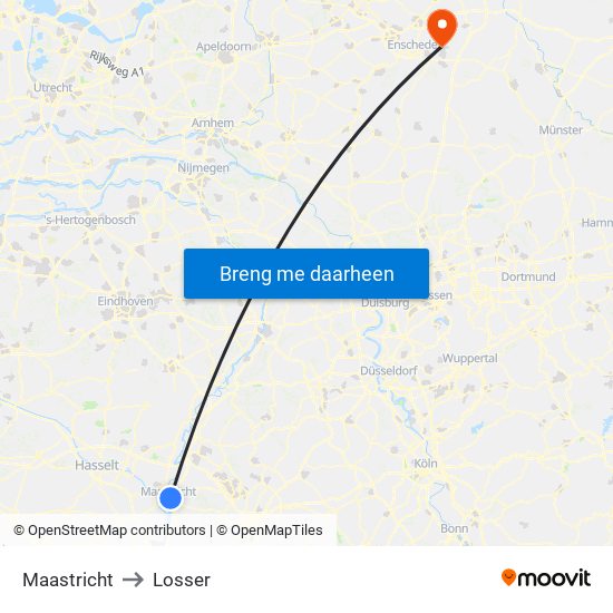 Maastricht to Losser map