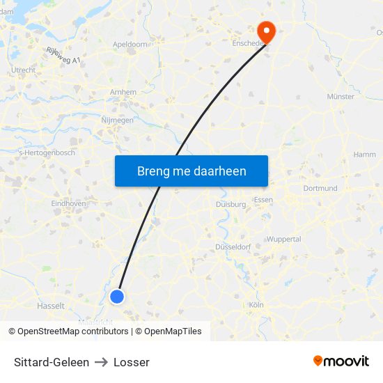 Sittard-Geleen to Losser map
