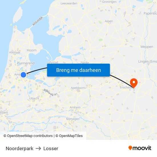 Noorderpark to Losser map