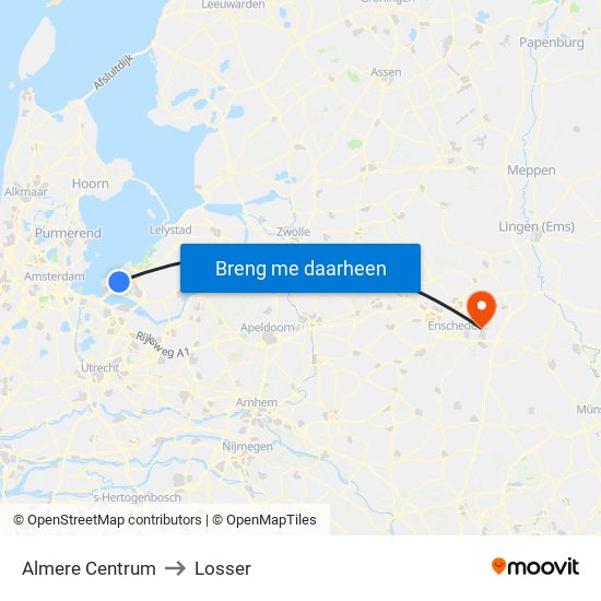 Almere Centrum to Losser map