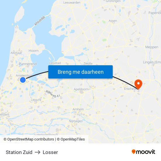 Station Zuid to Losser map