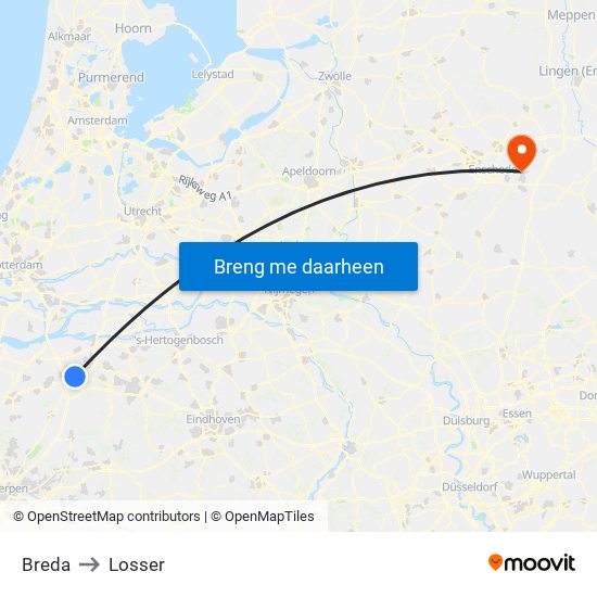Breda to Losser map