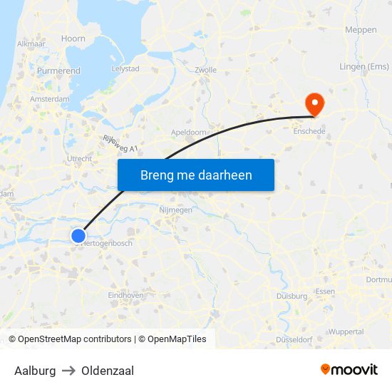 Aalburg to Oldenzaal map