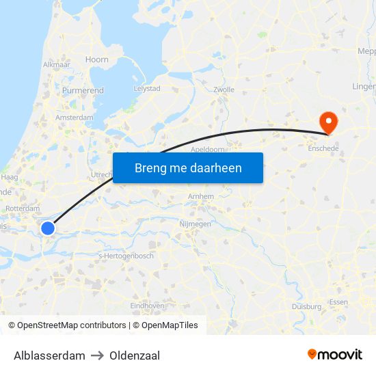 Alblasserdam to Oldenzaal map