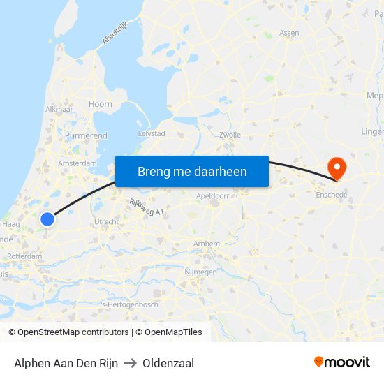 Alphen Aan Den Rijn to Oldenzaal map