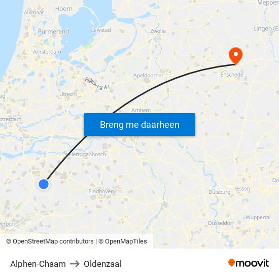 Alphen-Chaam to Oldenzaal map