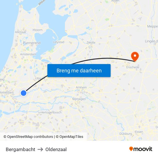 Bergambacht to Oldenzaal map