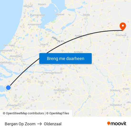 Bergen Op Zoom to Oldenzaal map