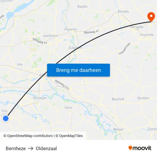 Bernheze to Oldenzaal map