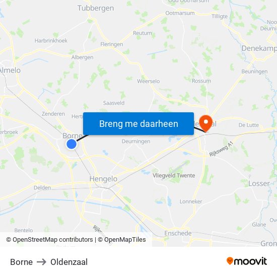 Borne to Oldenzaal map