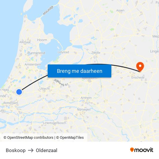 Boskoop to Oldenzaal map