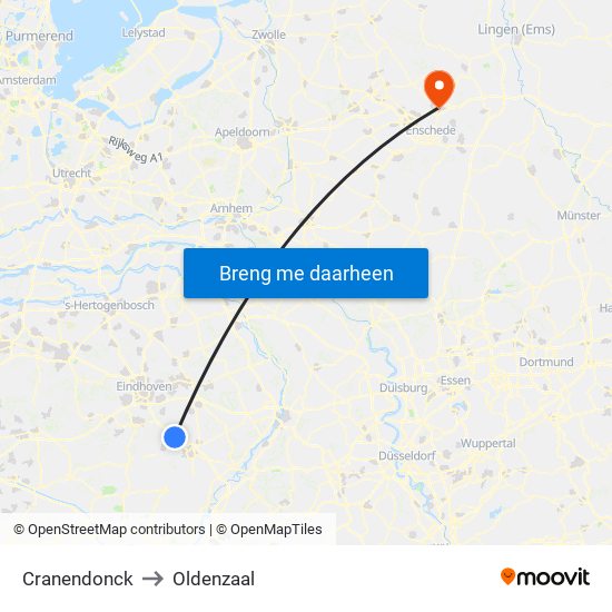 Cranendonck to Oldenzaal map