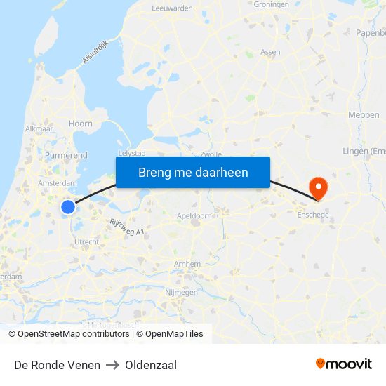 De Ronde Venen to Oldenzaal map