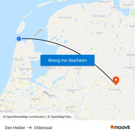 Den Helder to Oldenzaal map