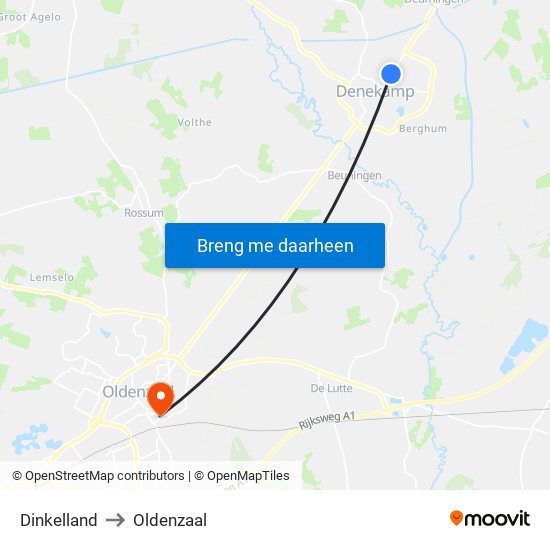 Dinkelland to Oldenzaal map