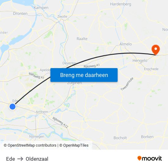 Ede to Oldenzaal map