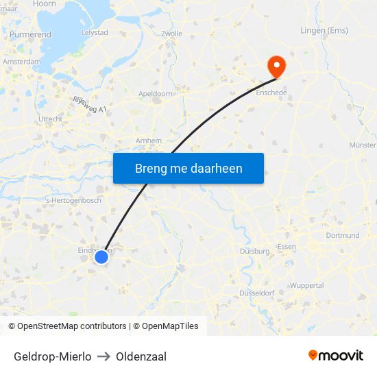 Geldrop-Mierlo to Oldenzaal map