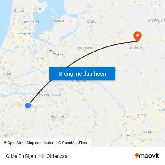 Gilze En Rijen to Oldenzaal map