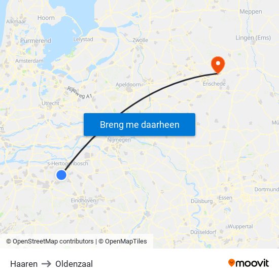 Haaren to Oldenzaal map