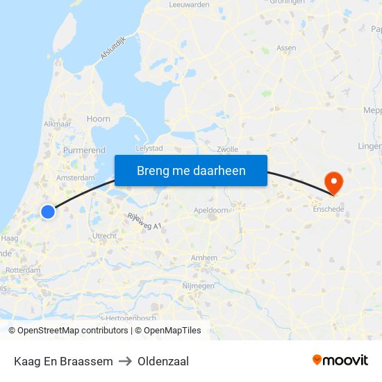 Kaag En Braassem to Oldenzaal map