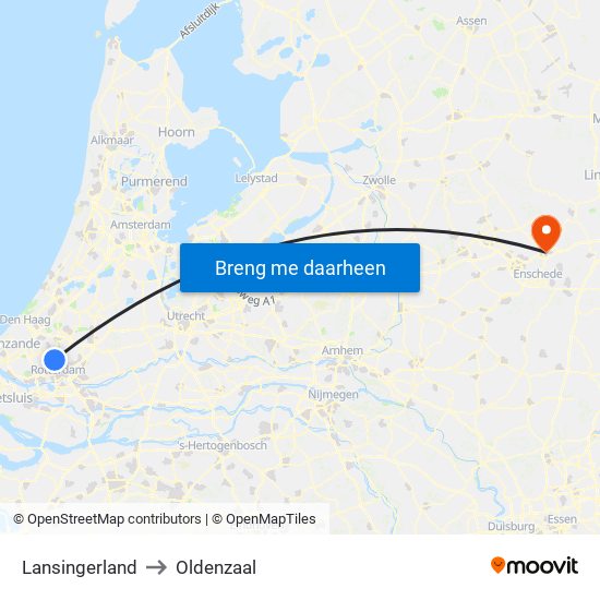Lansingerland to Oldenzaal map