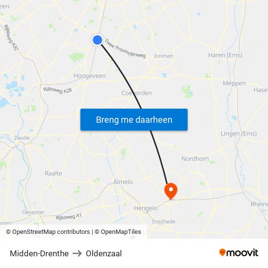 Midden-Drenthe to Oldenzaal map