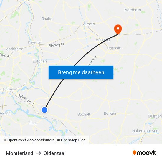 Montferland to Oldenzaal map