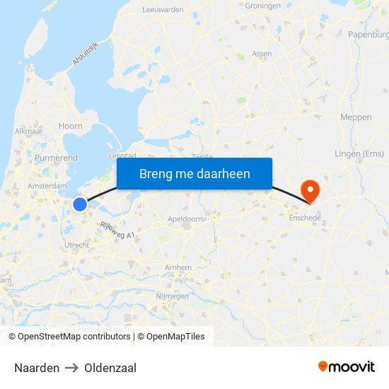 Naarden to Oldenzaal map