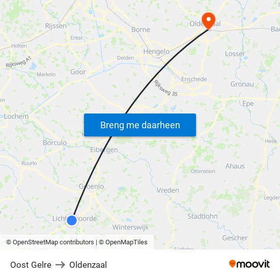 Oost Gelre to Oldenzaal map