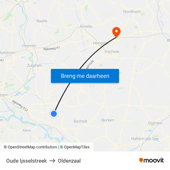 Oude Ijsselstreek to Oldenzaal map