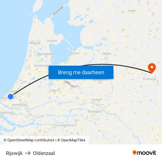 Rijswijk to Oldenzaal map