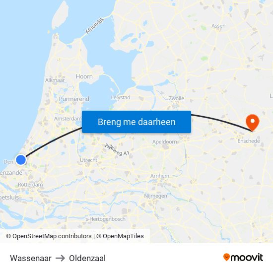 Wassenaar to Oldenzaal map