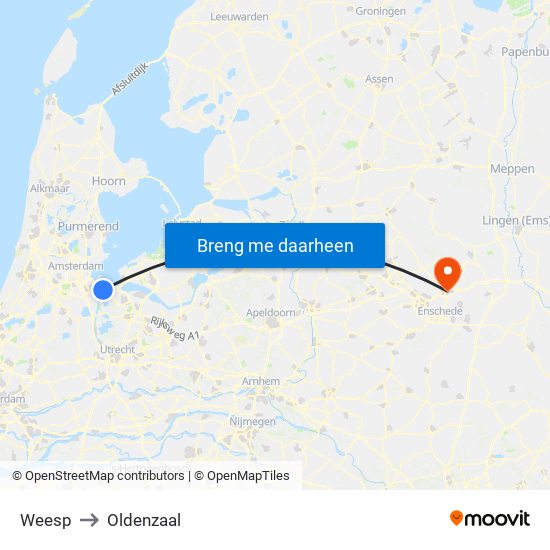 Weesp to Oldenzaal map