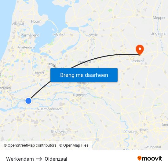 Werkendam to Oldenzaal map