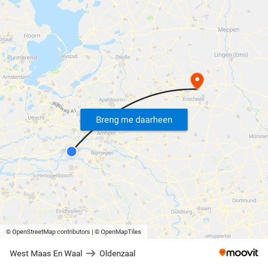 West Maas En Waal to Oldenzaal map