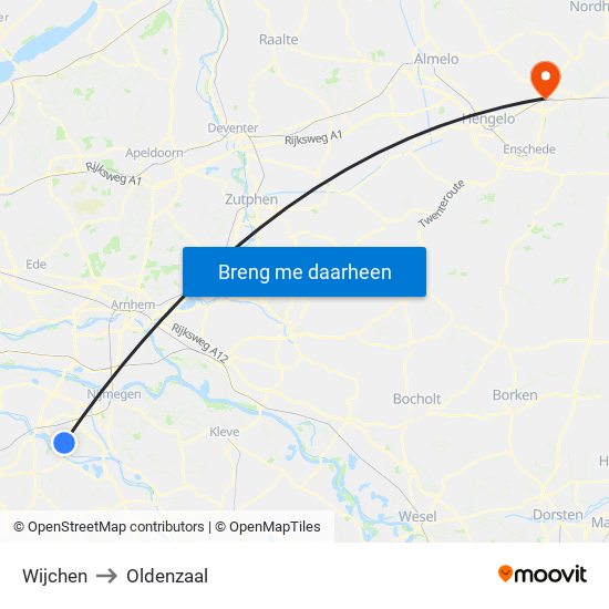 Wijchen to Oldenzaal map