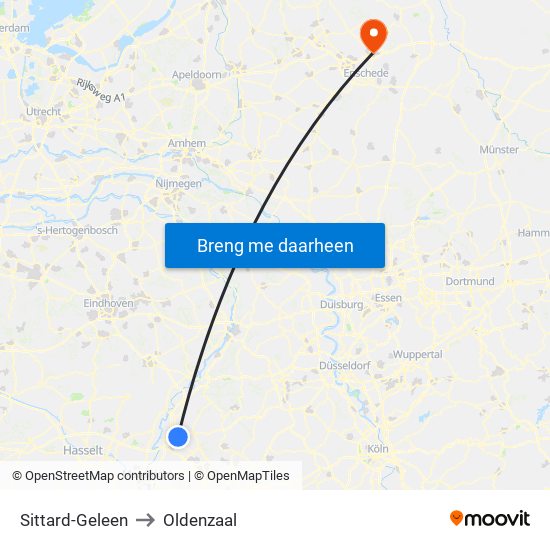 Sittard-Geleen to Oldenzaal map